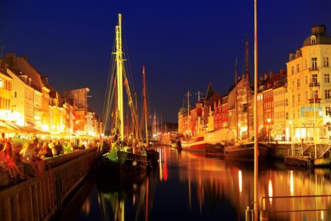 Photo of Copenhagen waterfront at night